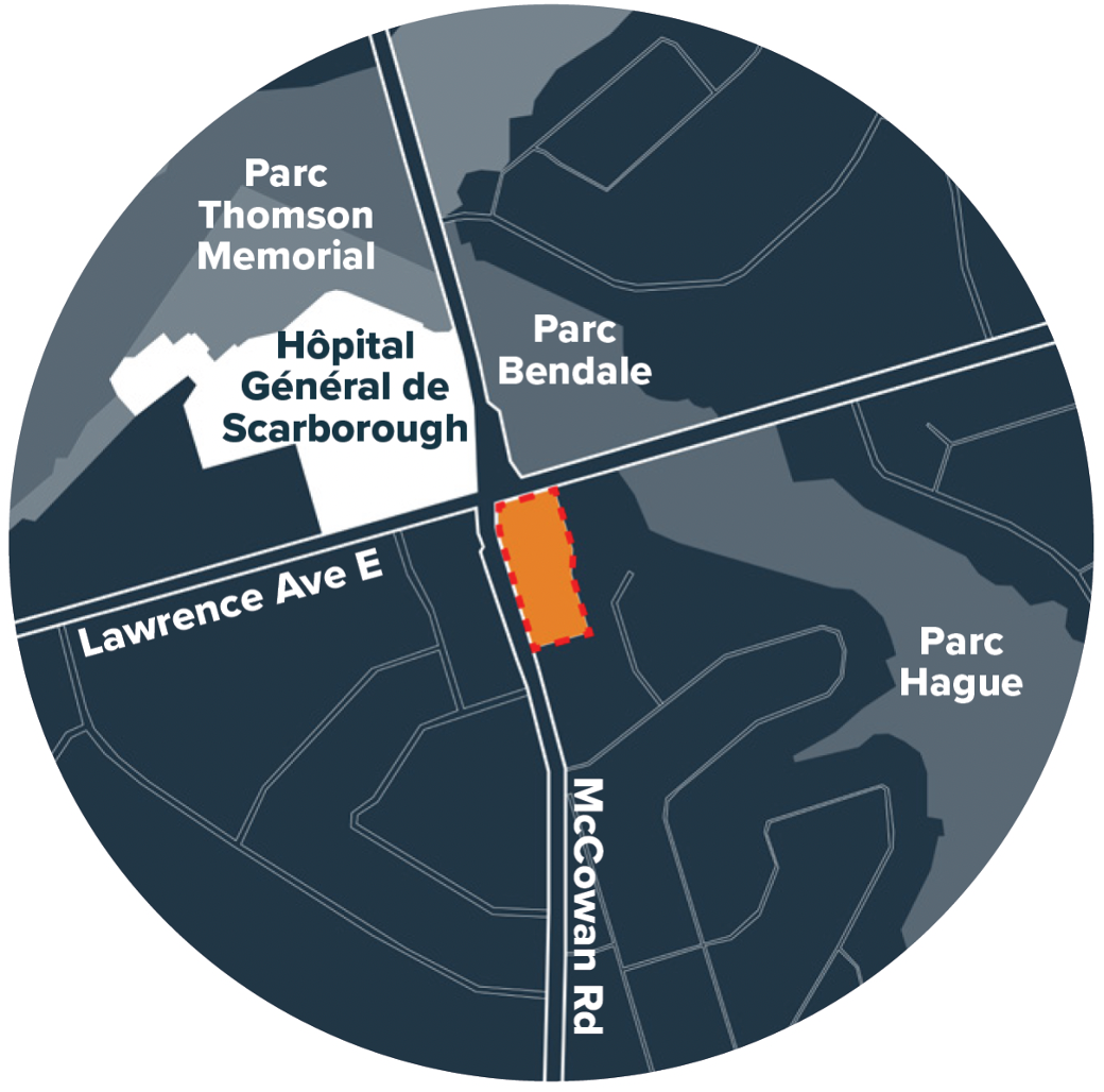 carte affichant l'emplacement du TOC de Lawrence East